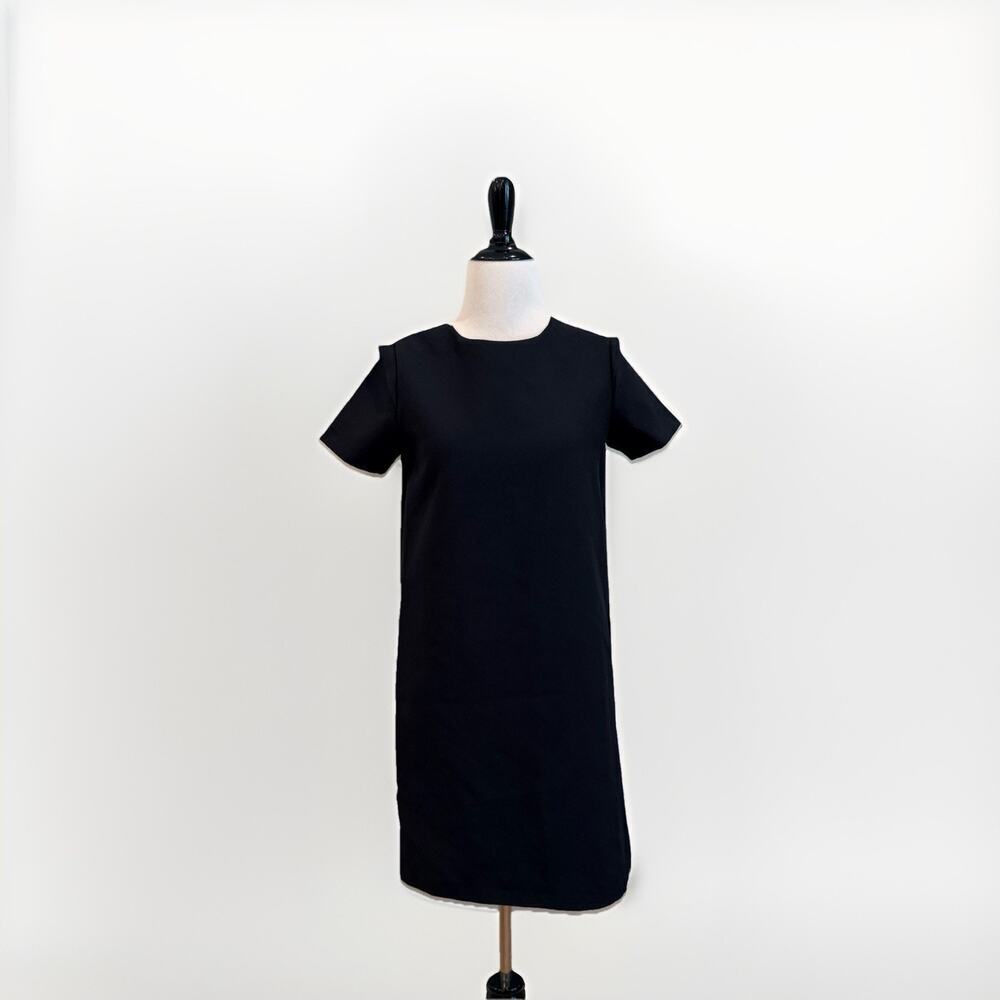 Zara Sheath Dress SIze XS 0 2 Black Short Sleeve Career Professional Solid